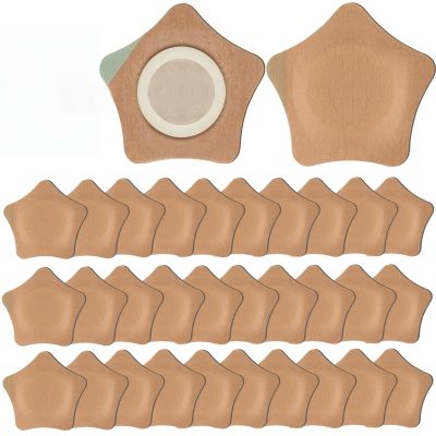 30 Pcs Disposable Castor Oil Patches,Spunlace Absorbent Wrap,Highly Absorbent,Leak-Proof,Self-Adhesive,No Wash,Breathable(Oil Not Included) (Star Shape,Skin Color)