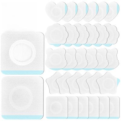 30 Pcs Disposable Castor Oil Patches,Spunlace Absorbent Wrap,Highly Absorbent,Leak-Proof,Self-Adhesive,No Wash,Breathable(Oil Not Included) (Mix Shape,White)