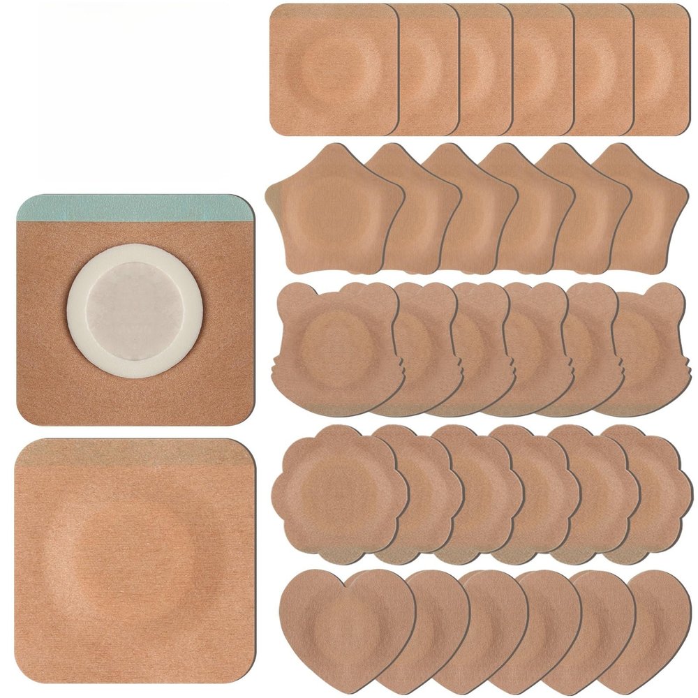30 Pcs Disposable Castor Oil Patches,Spunlace Absorbent Wrap,Highly Absorbent,Leak-Proof,Self-Adhesive,No Wash,Breathable(Oil Not Included) (Mix,Skin Color)