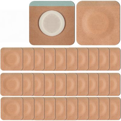 30 Pcs Disposable Castor Oil Patches,Spunlace Absorbent Wrap,Highly Absorbent,Leak-Proof,Self-Adhesive,No Wash,Breathable(Oil Not Included) (Square,Skin Color)