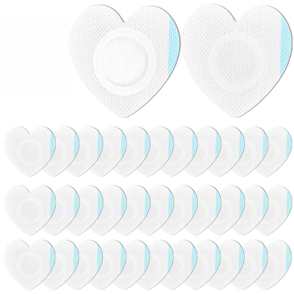 30 Pcs Disposable Castor Oil Patches,Spunlace Absorbent Wrap,Highly Absorbent,Leak-Proof,Self-Adhesive,No Wash,Breathable(Oil Not Included) (Heart Shape,White)