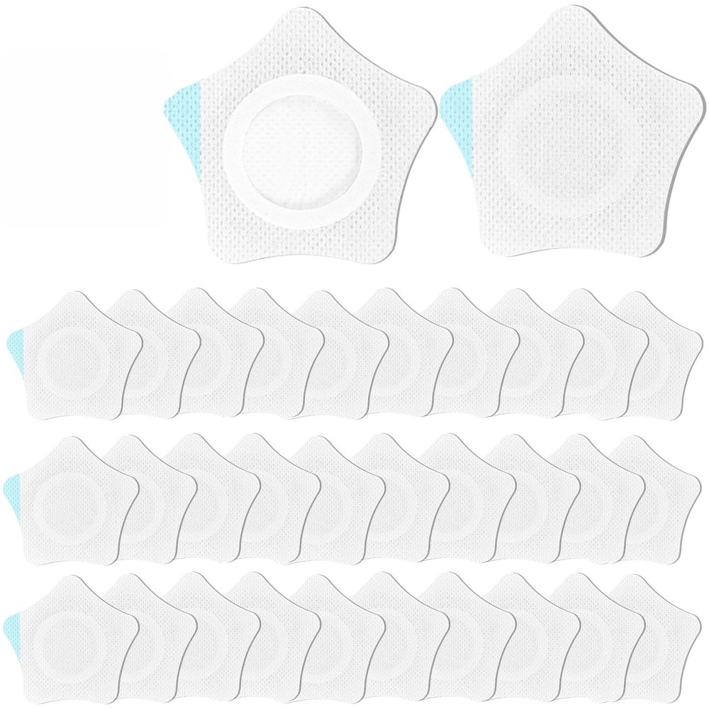 30 Pcs Disposable Castor Oil Patches,Spunlace Absorbent Wrap,Highly Absorbent,Leak-Proof,Self-Adhesive,No Wash,Breathable(Oil Not Included) (Star Shape,White)