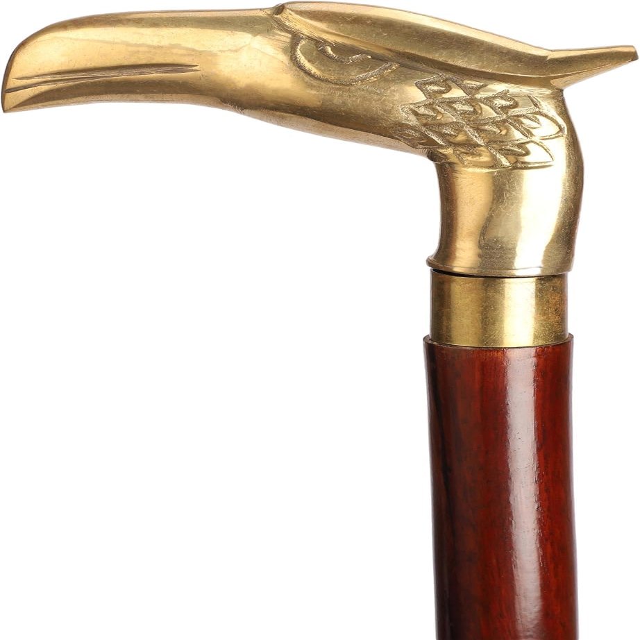 Nautical Brass Eagle Handle Vintage Wooden Walking Stick Cane 37 Inch Suitable for Men, Women, & Seniors.