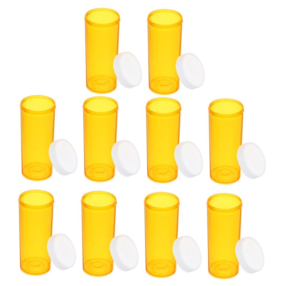 CALLARON 10pcs Plastic Pill Bottle for Travel Medicine Organizer Locking Mechanism Organizer Empty Pill Case Vials Jar