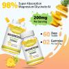 200MG Magnesium Glycinate Gummies, High Absorption Magnesium Glycinate Supplements for Relaxation, Magnesium Chews for Adults and Kids, Pineapple Flavor 120 Count view 4