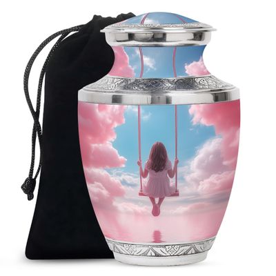 Pink Cloud Urn for Human Ashes Adult Female - Cremation Urn for Adult Women Ashes - Funeral Memorial Ashes - 10 Inch