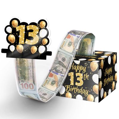 Linelglobal 13th Birthday Cash Gifts, Money Surprise Gift Box with Pull Out Card for Boys Girls