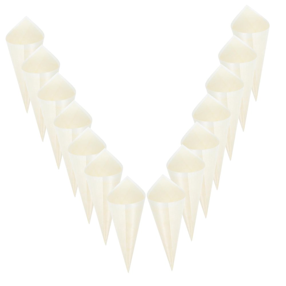 Zerodeko 100pcs Disposable Wooden Dessert Cones Waffle Style Cones for Ice Cream Snacks and Treats Versatile Serving Bowls for Parties and Events
