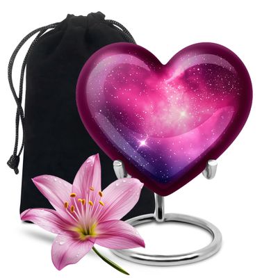YASUBJAG Cosmic Pink Stars Urn for Ashes Adult Male - Memorial Large Urns for Human Ashes Adult Female - Cremains Gift for Decorative 10Inch & 200 Cubic Inches Capacity