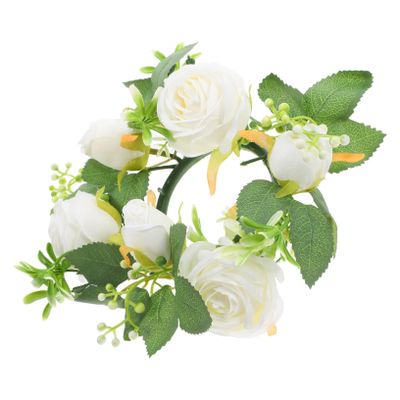 BESTOYARD Rustic Wedding Centerpiece Candle Wreath Artificial Floral Greenery Decor for Table Decorations Elegant Handmade Flower Wreath for Romantic Ambiance for Weddings and Home Decor