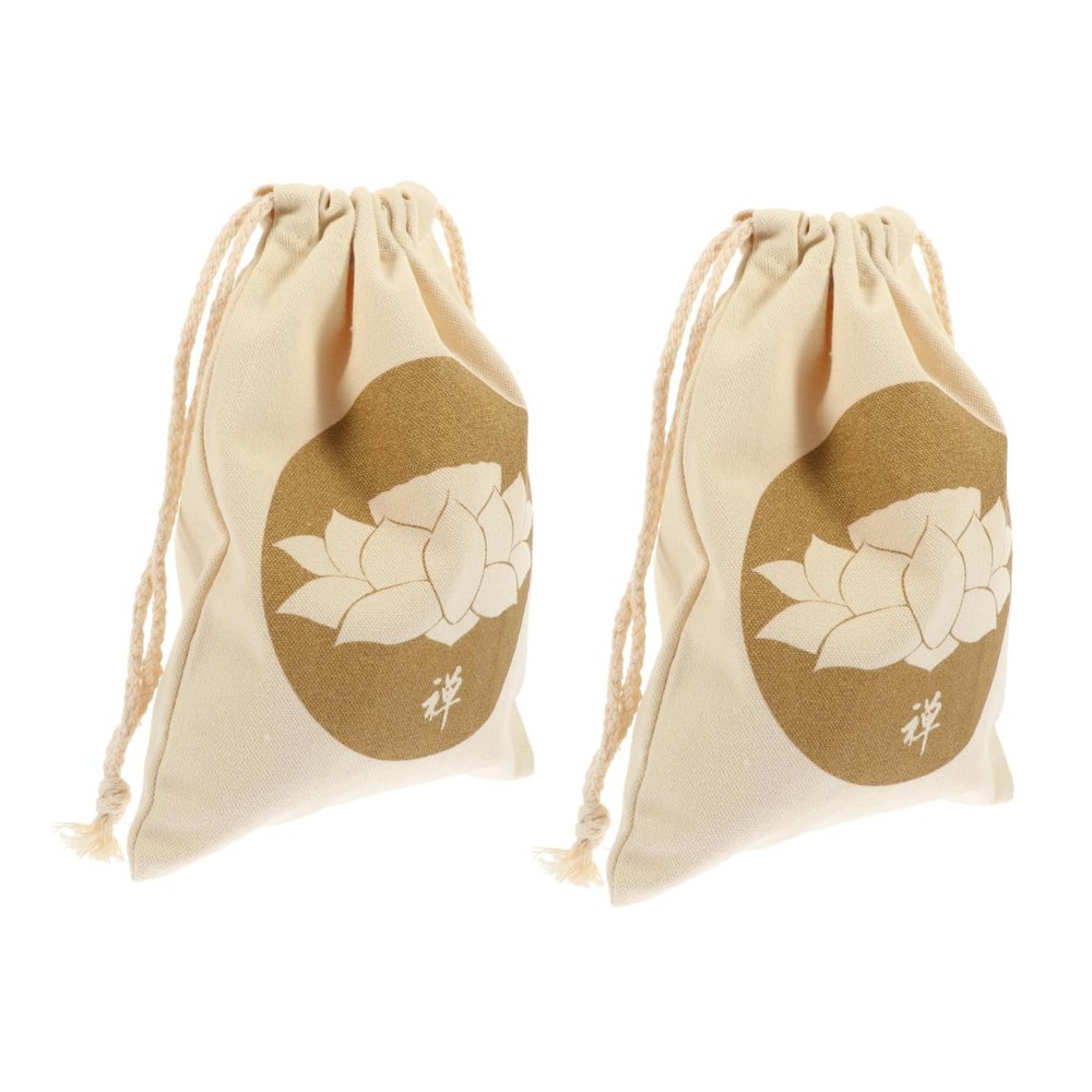 Abaodam 2pcs Singing Bowl Pouch for Tibetan Bowl Drawstring Bag Beam Mouth Design Buddhist Sound Storage Meditation Accessory Luxury Cotton