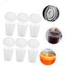 Ipetboom 50sets Disposable Transparent Beverage Cups Lids for Cold Drinks Juice Tea and Party Use and Drinkware view 3