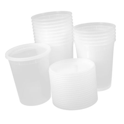 EXHUMKY 20sets Disposable Soup Cups Lids Sturdy Takeout Bowls for Hot Soup Porridge Ice Leakproof Containers for Home Parties Buffets Easy Stackable Storage