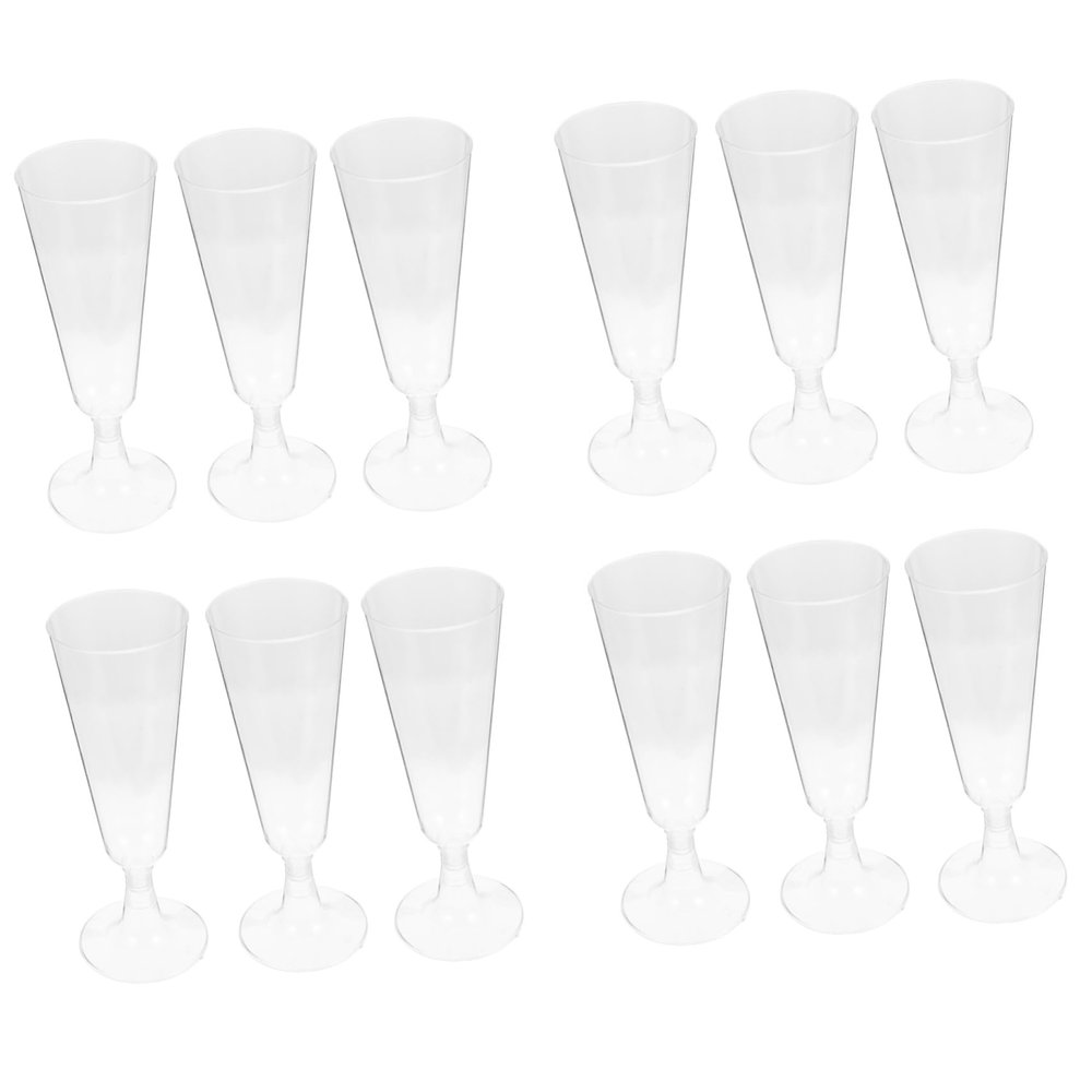CATIEBYE 12pcs Transparent Plastic Party Goblet Cocktail Cups Disposable Drinking Glasses for Celebrations Weddings and Gatherings Eco-friendly High-grade Material