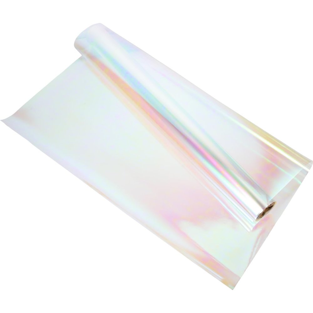 BEBEMOKO 1roll Rainbow Cellophane Wrapping Paper Iridescent Bouquet Wrap Premium Cellophane Material for Christmas Weddings Birthdays Crafts Versatile Packaging Supplies
