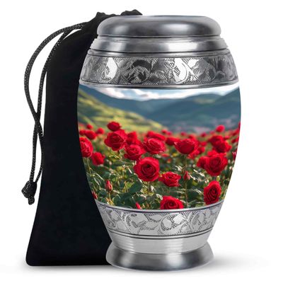 Beautiful Red Rose Large Funeral Urns for Adult Female Ashes - Cremation Memorial Urn for Adult Male Ashes - Decorative Burial Ashes - 10 Inch