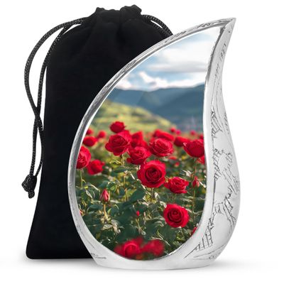 Beautiful Red Rose Funeral Urns for Human Ashes Adult Female & Male - Large Cremation Urn for Human Ashes - Memorial Burial Ashes - 10 Inch