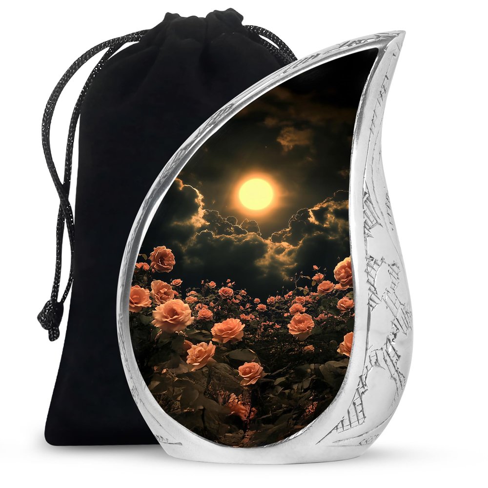 Eclipse Rose Large Memorial Urns for Human Ashes Adult Female & Male - Cremation Urn for Adult Ashes - Decorative Memorial Ashes - 10 Inch