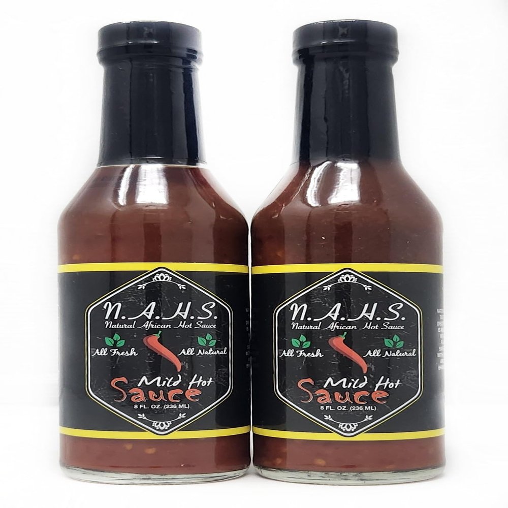 2 Pack of Mild Natural African Hot Sacue 8oz Bottles N.A.H.S.