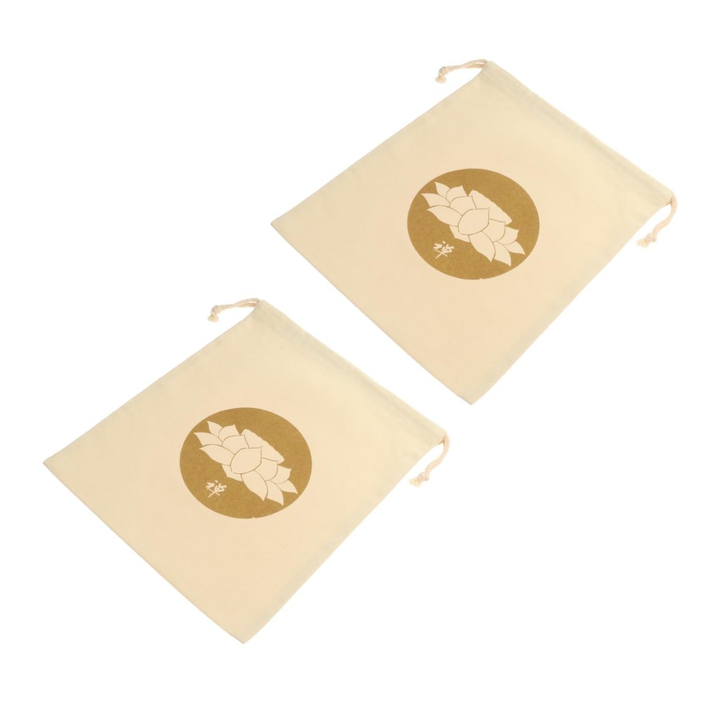 Toddmomy 2pcs Buddhist Singing Bowl Storage Bag Durable Drawstring Pouch for Meditation and Sound Therapy Elegant Cotton-linen Design for and Mindfulness Use