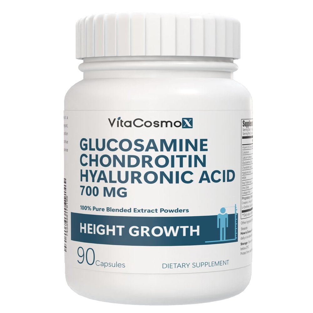 VitaCosmoX Height Growth Joint Support Complex, 90 Vegetarian Capsules, with Glucosamine, Chondroitin, MSM - 90 Servings, Gluten Free, Non-GMO, and Vegetarian Friendly