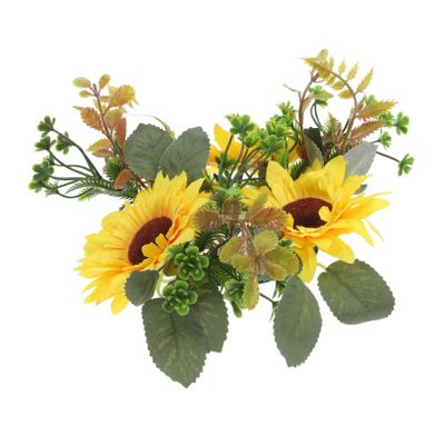 ERINGOGO Sunflower Bouquet Candle Holder Rustic Wreath for Wedding Realistic Outdoor Decor