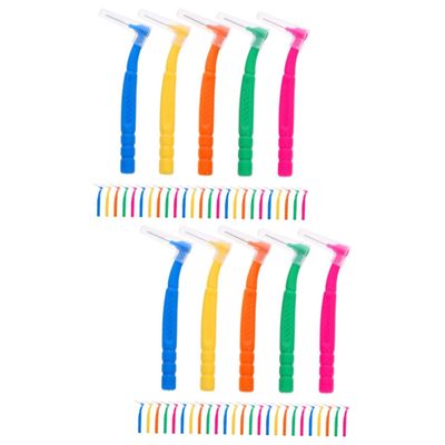 PACKOVE 2sets Interdental Toothbrush Colored Manual Teeth Cleaning Tools for Narrow Gaps Lightweight Durable Oral Brushes for Fresh Breath and 30pcs*2