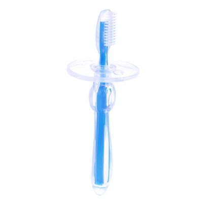 NOLITOY Silicone Baby Toothbrush 1-Pack Infant Oral Massager Soft Blue Training Brush for Babies for Teething and Oral Care