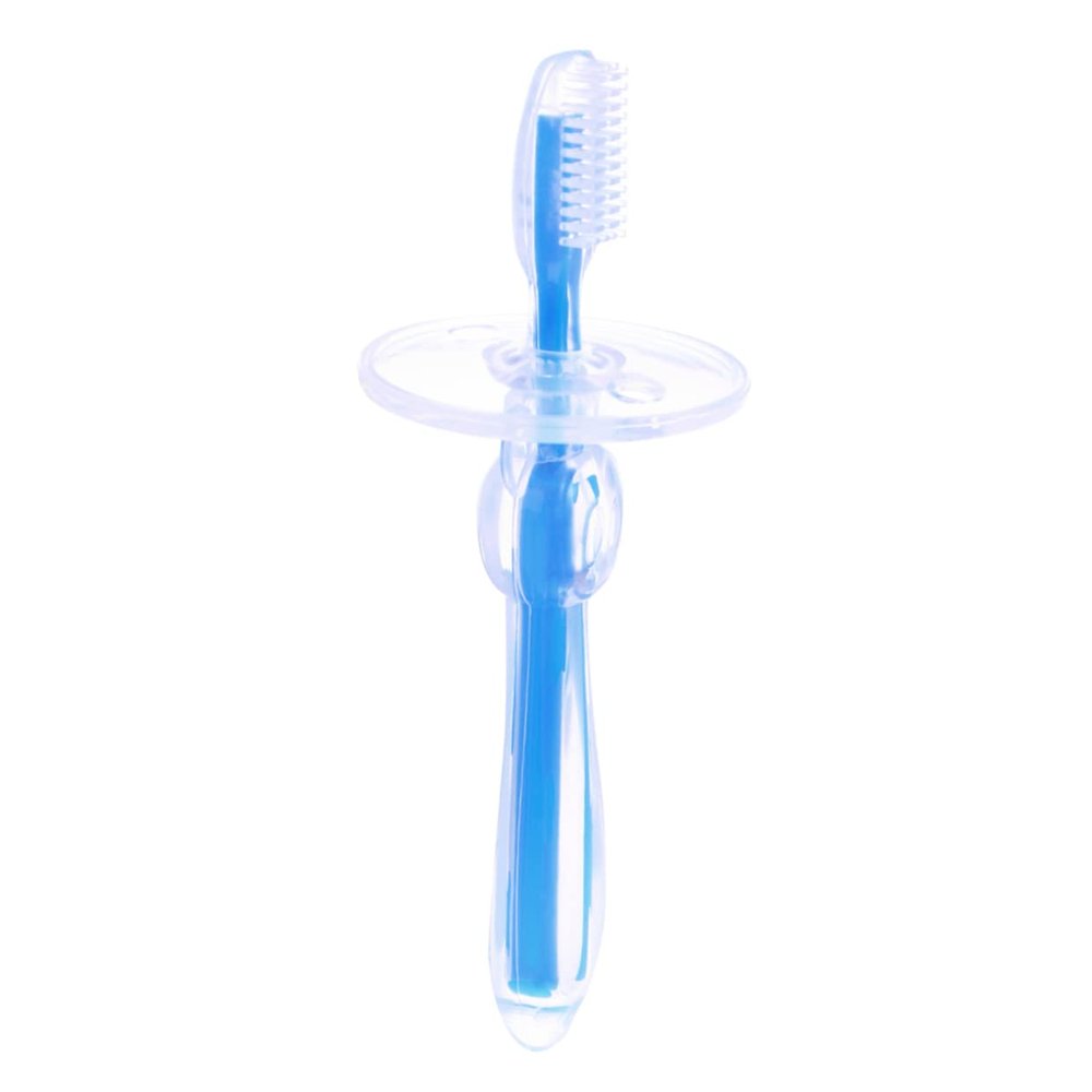 NOLITOY Silicone Baby Toothbrush 1-Pack Infant Oral Massager Soft Blue Training Brush for Babies for Teething and Oral Care