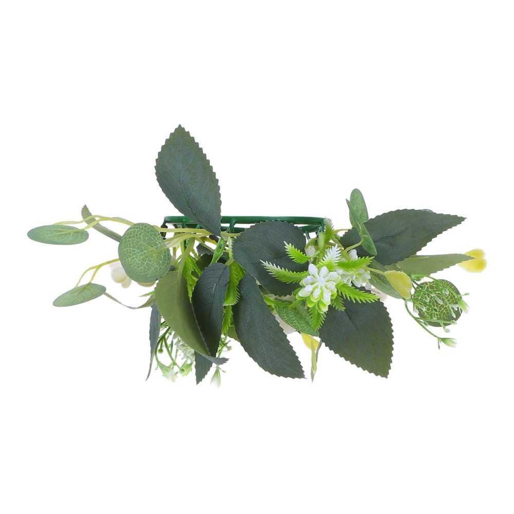 ABOOFAN Spring Artificial Eucalyptus Candle Ring Wreath Small Greenery Table Centerpiece for Home Decor 1 Piece for Weddings Easter and Seasonal Decorations