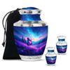 Purple Beautiful Urn, Cremation Keepsake Urns for Ashes, Urns for Human Ashes Adult Female, Purple Memorial Urn for Women (Size, 10 Inch 1 Pcs & 3 Inch, 2 Pcs) view 1