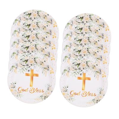 Vaguelly 10pcs Disposable Paper Plates Cross Design for Baptism First Communion and Religious Celebrations Lightweight Dinnerware for Church Parties and Family Gatherings