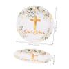 Vaguelly 10pcs Disposable Paper Plates Cross Design for Baptism First Communion and Religious Celebrations Lightweight Dinnerware for Church Parties and Family Gatherings view 2