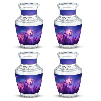 Butterfly Moon Keepsake Urn, Mini Urn for Ashes Adult Female, Memorial Keepsake Urns for Women, Funeral Cremation Urns for Ashes (Size, 3 Inch, Set of 4)