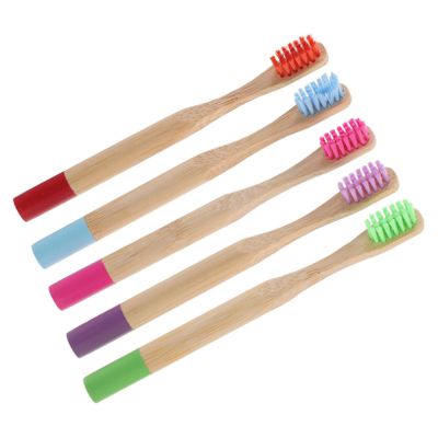 PACKOVE 5pcs Boys and Girls Toothbrushes for Daily Use Wooden Toothbrush Set Bamboo Charcoal Soft Bristle Ergonomic for Boy Girl Portable Travel