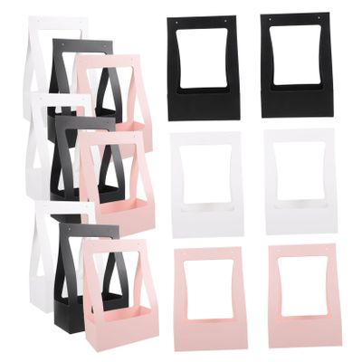 NOLITOY 15pcs Paper Flower Basket with Handle Floral Packing Boxes for Bouquets Kraft Paper Floral Container for Weddings Parties and Home Decor