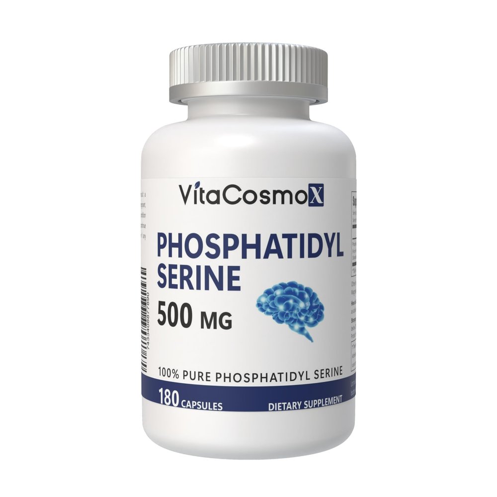 VitaCosmoX Phosphatidylserine, 500mg, 180 Veggie Capsules - 90 Servings, Gluten Free, Non-GMO, and Vegetarian Friendly