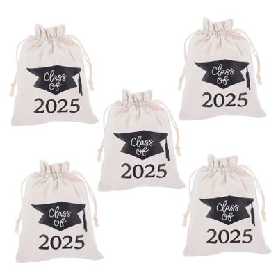 Homoyoyo 5pcs Class of Graduation Drawstring Bags for Goodie Bags and Party Favors for Celebrating Graduates Convenient Candy and Present Holders