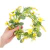 BATHVEVE Yellow Daisy Eucalyptus Candle Holder Wreath 1 Piece Spring Floral Ring for Wedding and Party Table Decor Romantic Atmosphere Creation view 4
