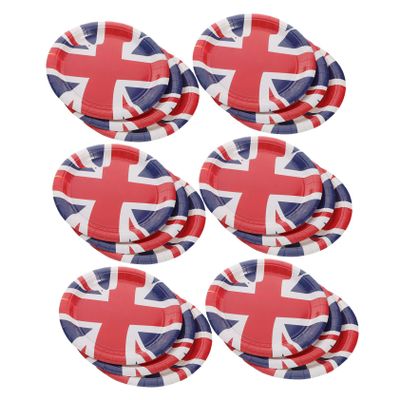 LRXIYODE 16-Piece Union Jack Disposable Plates Set for UK Themed Parties 8.84 Inch British Flag Paper Plates for Birthdays and Celebrations