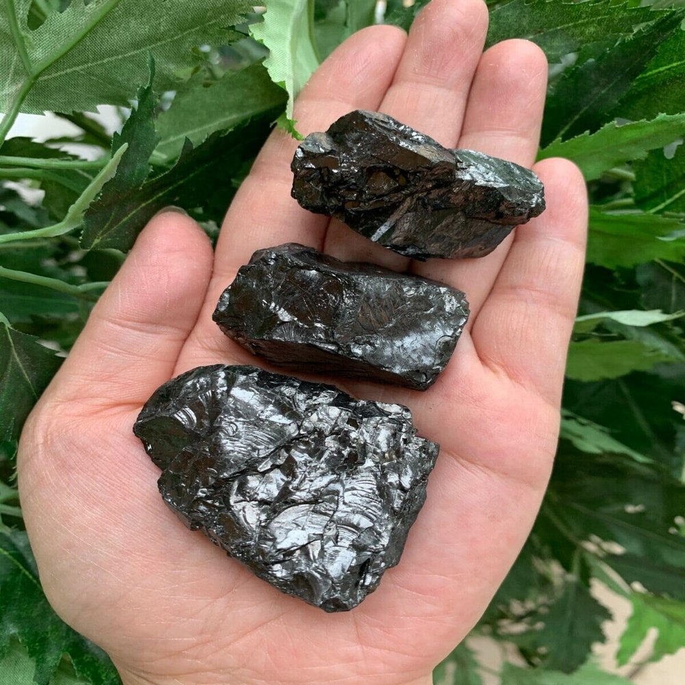 GAF TREASURES 8 oz Elite Noble Shungite Raw Natural Crystal Stones (1-2.25") for Water Purification, Meditation, Reiki & Chakra Balancing