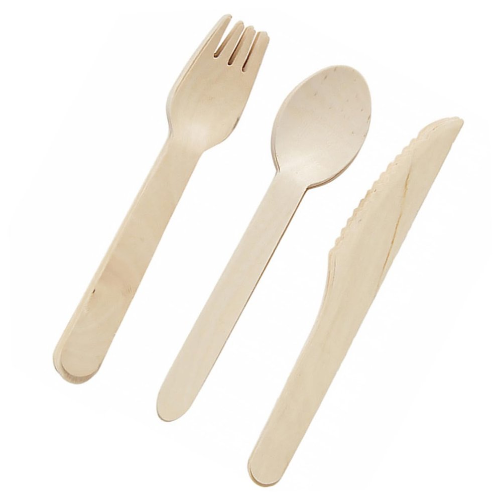 ABOOFAN 12-piece Wooden Fork Knife Spoon Set Disposable Party Cutlery for Weddings Birthdays