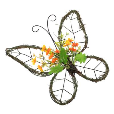 BATHVEVE Spring Butterfly Wreath Artificial Floral Decor for Front Door Window Indoor Hanging Beautifully Crafted Spring Wreath Dainty Butterflies for Home Decoration