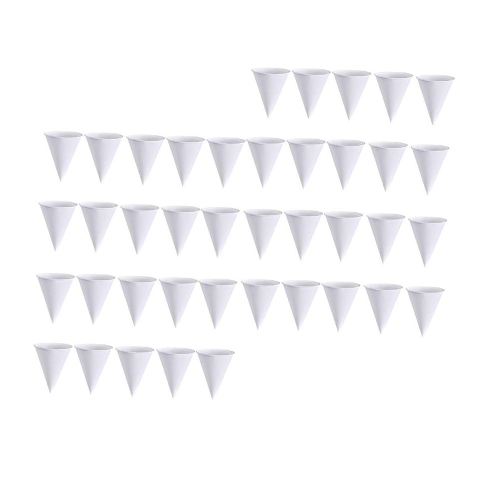 PACKOVE 6oz White Conical Paper Cup Thicken Paper Cups for Drinks Large Small Cone Disposable Cutlery