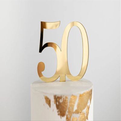 Acrylic Fifty Cake Topper,50th Birthday Cake Toppers,50th Anniversary Party Decorations Supplies,Cheers to 50 Years Birthday Party Decorations