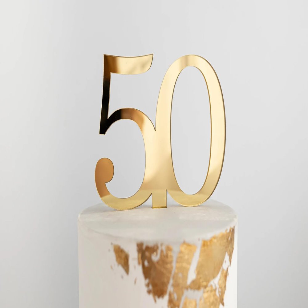 Acrylic Fifty Cake Topper,50th Birthday Cake Toppers,50th Anniversary Party Decorations Supplies,Cheers to 50 Years Birthday Party Decorations
