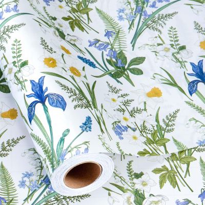 MAYPLUSS Blue Flowers Mother's Day Wrapping Paper