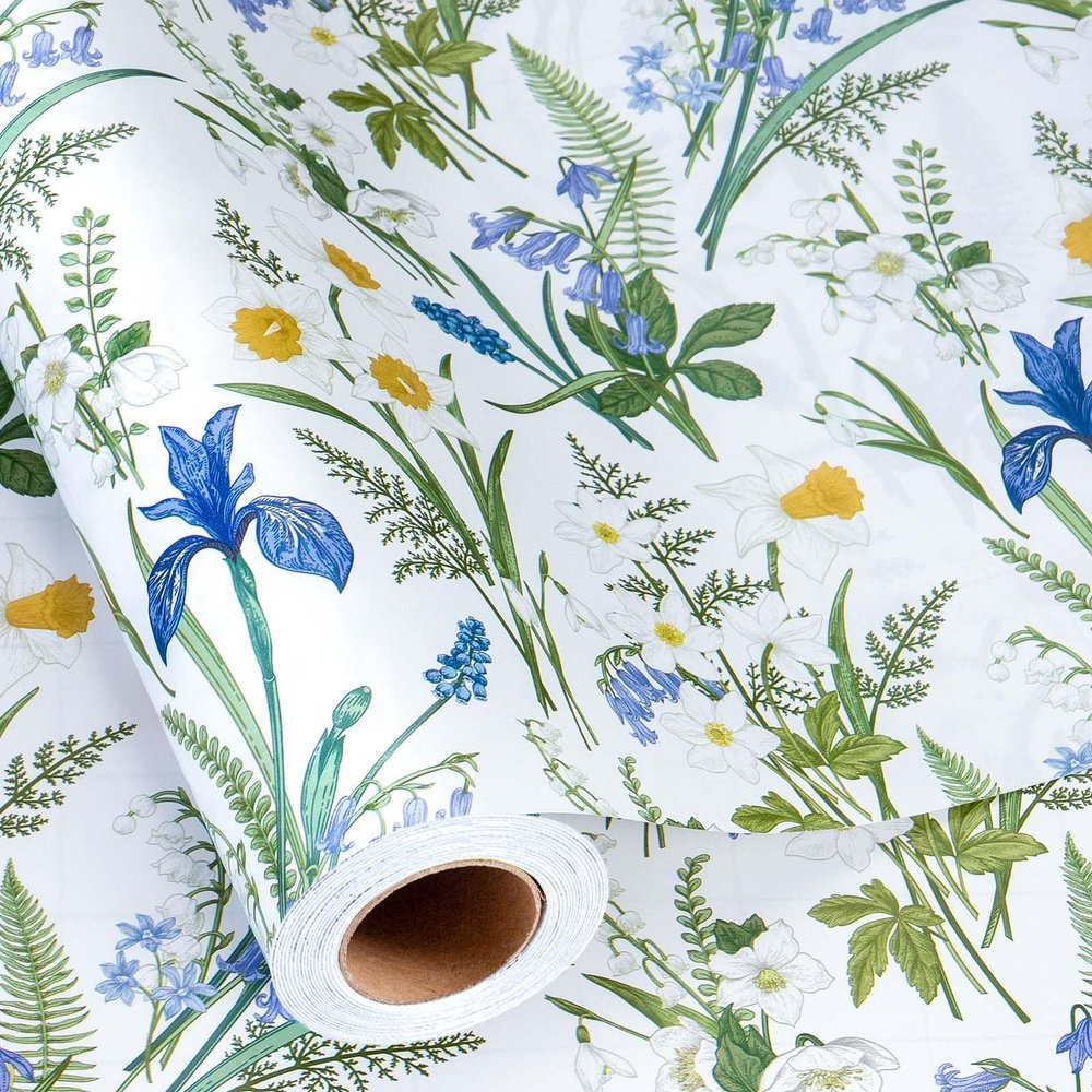 MAYPLUSS Blue Flowers Mother's Day Wrapping Paper