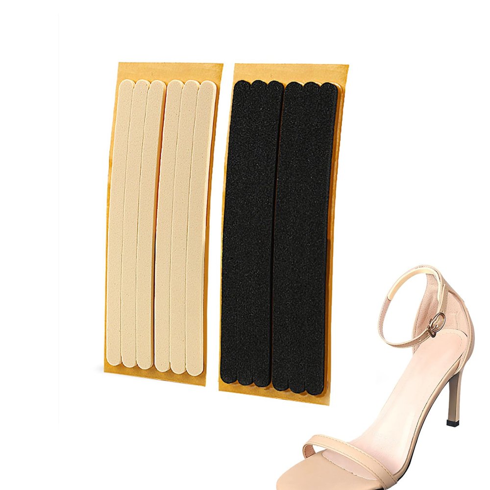 12Pcs Black Beige Foam Heel Strap Cushion Insert Self-Adhesive Shoe Back Strips Liners Grips Pads Tapes Stickers for Loose Shoes Sandals High Heels