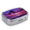 Small Pill Case, Travel Pill Box, Palm Tree Purple Sunsetprinting Pill Case,Portable Pill Organizer,Two Compartments Travel Pill Organizer,Portable Pill Container Medicine Vitamin Organizer view 3